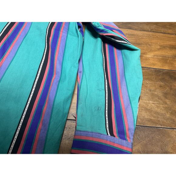 Vintage Wrangler Brushpopper Western Striped Button Up X-Long Tails 17x36 USA - Picture 15 of 15